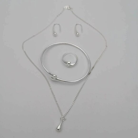 Sterling Silver 4pc tear-drop jewelry set - Picture 1 of 4